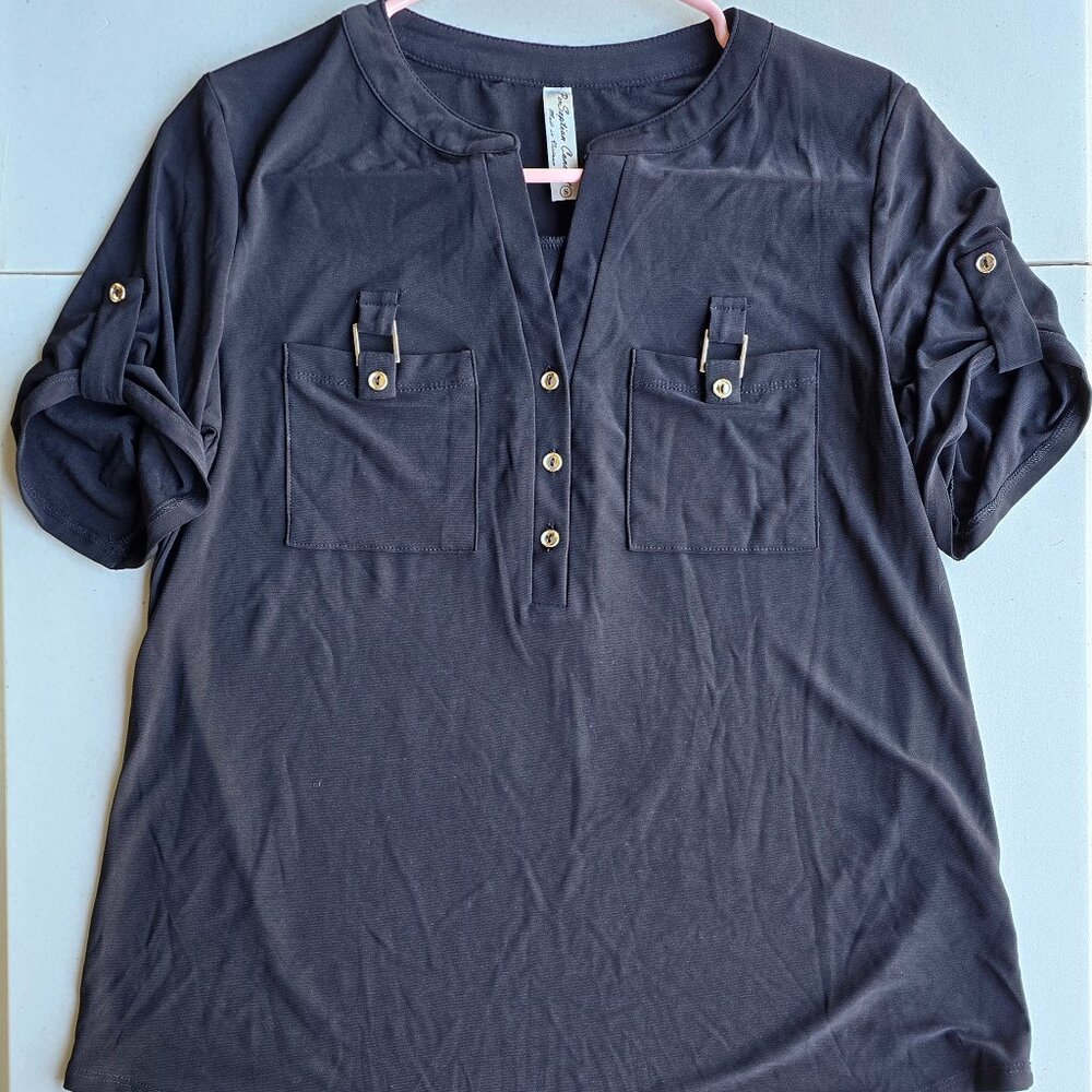 Black short sleeve blouse